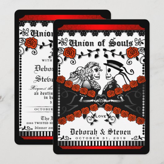 〜と共に赤結婚色の人々 招待状 (正面/裏面)