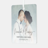 と名前結婚した付けメリーフォトオーバーレイ メタルオーナメント (正面左)