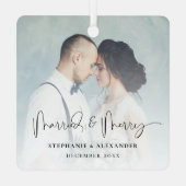 と名前結婚した付けメリーフォトオーバーレイ メタルオーナメント (裏面)