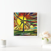 と太陽の風力 スクエア壁時計 (ホーム)