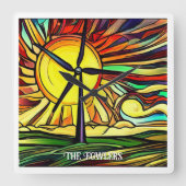 と太陽の風力 スクエア壁時計 (正面)