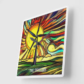 と太陽の風力 スクエア壁時計 (傾斜)