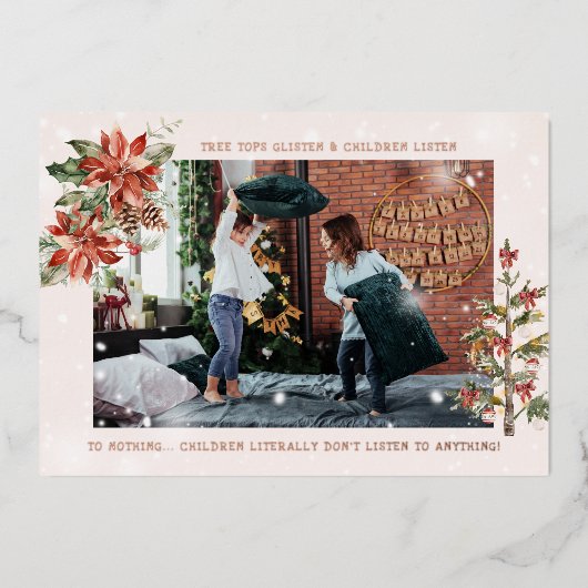 と子聞ども |おもしろいクリスマスフォトカード 箔シーズンカード (正面)