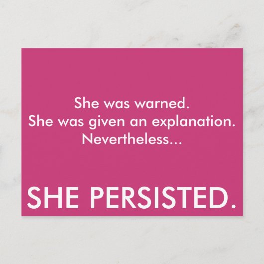 と彼女は固執した。 ポストカード (正面)