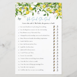 と彼女は言った |レモンブライダルシャワーゲーム