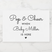 と応援ときポップ・アートのにベビーここに赤ちゃんシャワーの好意 スパークリングワインラベル (シングルラベル)