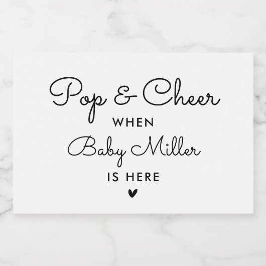 と応援ときポップ・アートのにベビーここに赤ちゃんシャワーの好意 スパークリングワインラベル (シングルラベル)