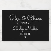 と応援ときポップ・アートのにベビーここに赤ちゃんシャワーの好意 スパークリングワインラベル (シングルラベル)