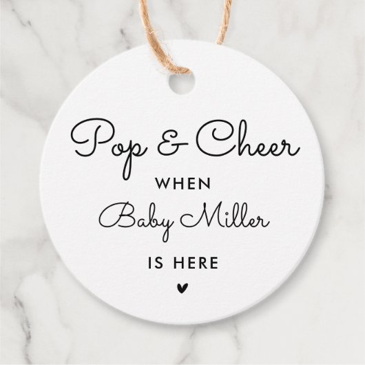 と応援ポップ・アートの時にベビーここでは赤ちゃんシャワーの好意 フェイバータグ (正面)