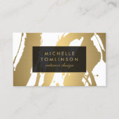 と抽象芸術エレガント金ゴールドブラシストロークIV 名刺 (正面)