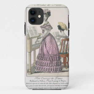 と整うピンクのオーガンジーの服の若い女性 iPhone 11 ケース