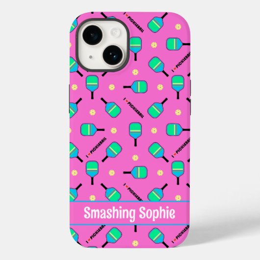 と文字パステル私はピックボールピンクiPhone 14 Case-Mate iPhoneケース (裏面)