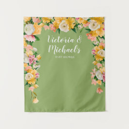 と明はっきりしたるいブライダルシャワーフローラの背景 タペストリー