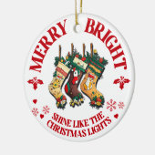 と明るいメリークリスマスの装飾 – 3 セラミックオーナメント (左)