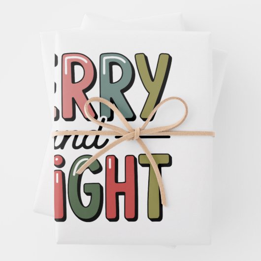 と明るいメリークリスマスファミリークリスマスホリデイ ラッピングペーパーシート (インサイチュ)