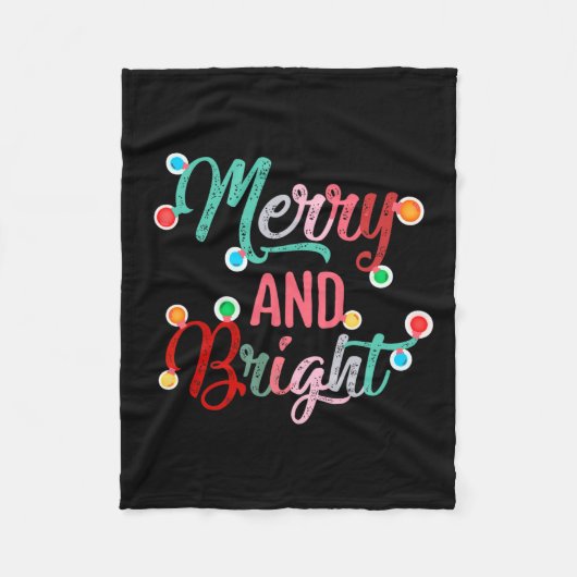 と明るいメリークリスマスライトクリスマスファミリー フリースブランケット (正面)