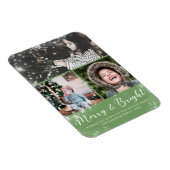 と明るいメリースクリプト雪のオーバーレイ写真コラージュ マグネット (右側)