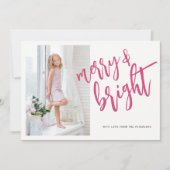 と明るいメリーピンクのクリスマスの写真 シーズンカード (正面)