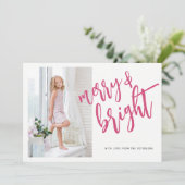 と明るいメリーピンクのクリスマスの写真 シーズンカード (スタンド正面)