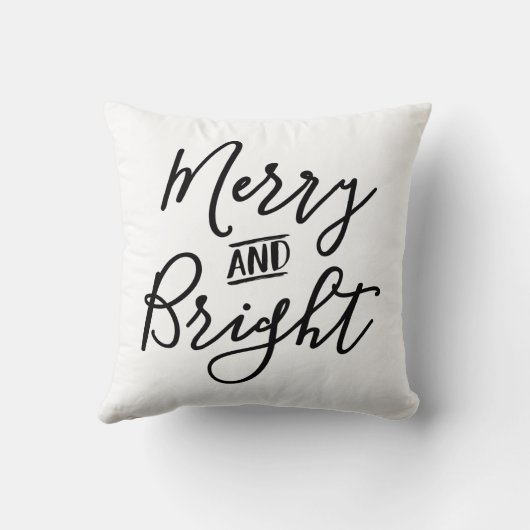 と明るいメリー白黒スクリプトのクリスマス クッション (裏面)