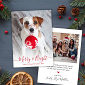 と明るいメリー赤のスクリプト2写真クリスマス シーズンカード