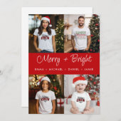 と明メリーるい赤のパネル4フォトファミリー シーズンカード (正面/裏面)