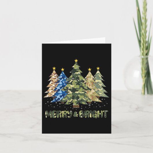 と明メリーるい迷彩柄クリスマスツリークリスメリータム カード (正面)