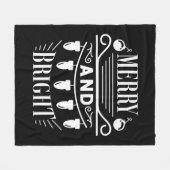 と明メリーるい電球ライトクリスマスホリデークリスマス フリースブランケット (正面(横))