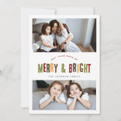 と明メリーるい3枚の写真のおもしろいカラフルクリスマス シーズンカード (正面)