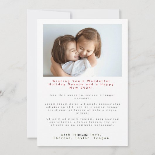 と明メリーるい3枚の写真のおもしろいカラフルクリスマス シーズンカード (裏面)