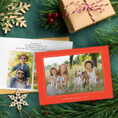 と明メリーるい4枚の写真クリスマスモダンオレンジ シーズンカード