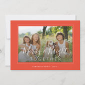 と明メリーるい4枚の写真クリスマスモダンオレンジ シーズンカード (正面)