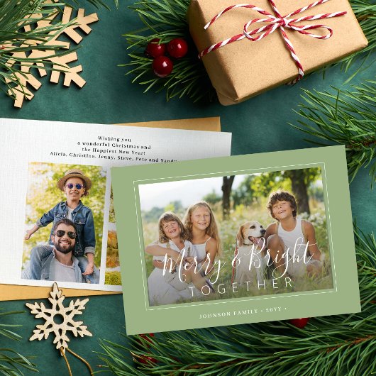 と明メリーるい4枚の写真クリスマモダンスセージ シーズンカード