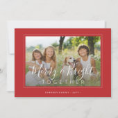 と明メリーるい4枚の写真クリスマモダンスレッド シーズンカード (正面)