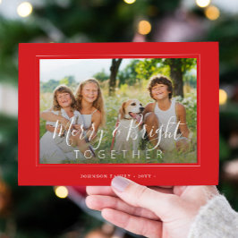 と明メリーるい4枚の写真クリスマモダンスレッド シーズンカード