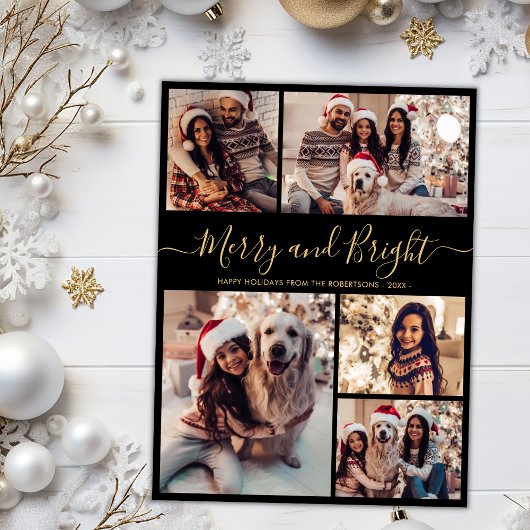 と明メリーるい5フォトコラージクリスマス シーズンカード
