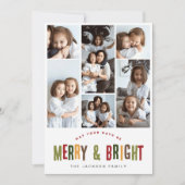 と明メリーるい6枚の写真のおもしろいカラフルクリスマス シーズンカード (正面)