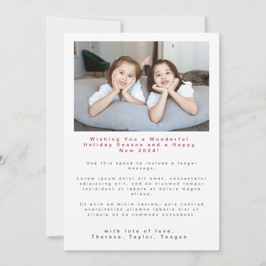 と明メリーるい6枚の写真のおもしろいカラフルクリスマス シーズンカード (裏面)