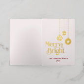 "と明メリーるい"ピンクの折り畳みフォイルホリデーカード 箔シーズンカード (外側レイダウン)