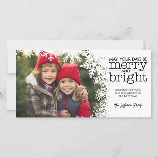 と明メリーるい – 写真と白い雪 シーズンカード (正面)