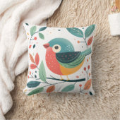 と果実が離れ入ったかわいいマンガ鳥 クッション (ブランケット)