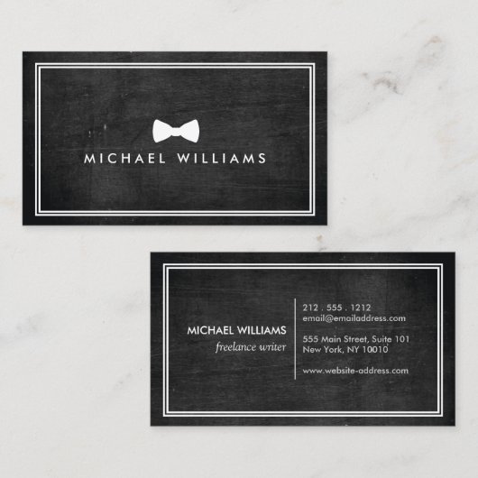 と洗練素朴されたメンズのクラシック弓タイのロゴ 名刺 (正面/裏面)