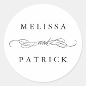 と渦巻形のスクリプ結婚トの白黒 ラウンドシール (正面)