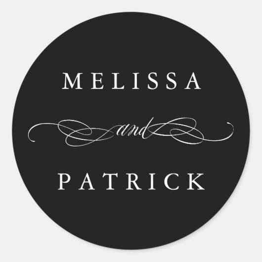 と渦巻形のスクリプ結婚トの白黒 ラウンドシール (正面)