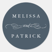 と渦巻形のスクリプ結婚トの白黒 ラウンドシール (正面)