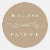 と渦巻形のスクリプ結婚トのTan ラウンドシール (正面)