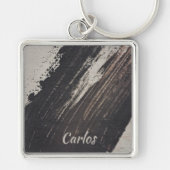 と男らし黒モダンとベージュのストロ絵を描ーク キーホルダー (正面)