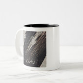 と男らし黒モダンとベージュのストロ絵を描ーク ツートーンマグカップ (正面左)