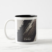 と男らし黒モダンとベージュのストロ絵を描ーク ツートーンマグカップ (左)