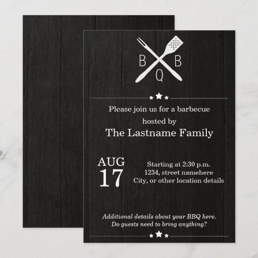と素朴BBQ招待状 招待状 (正面/裏面)
